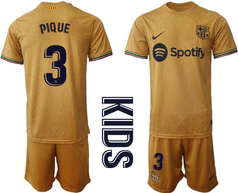 Youth 2022-2023 Club Barcelona away yellow #3 Soccer Jersey->youth soccer jersey->Youth Jersey